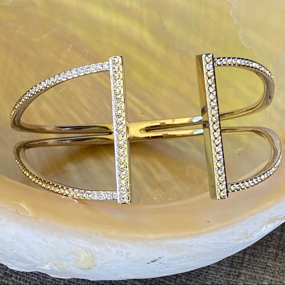 Nadri Silver Diamanté CZ Pavé Hinged Cuff